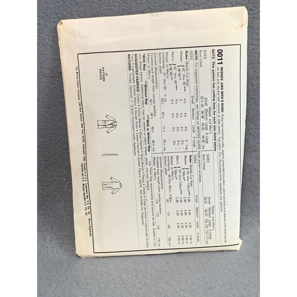 McCalls Quick Wrap-Up Bathrobe Sewing Pattern - Picture 2 of 2